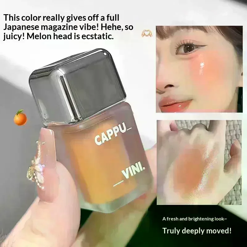 Cappuvini Matte Liquid Blush Velvet Blusher Orange Peach Face Pigment Lasting Beauty Natural Cheek Tint Cream Blush Makeup