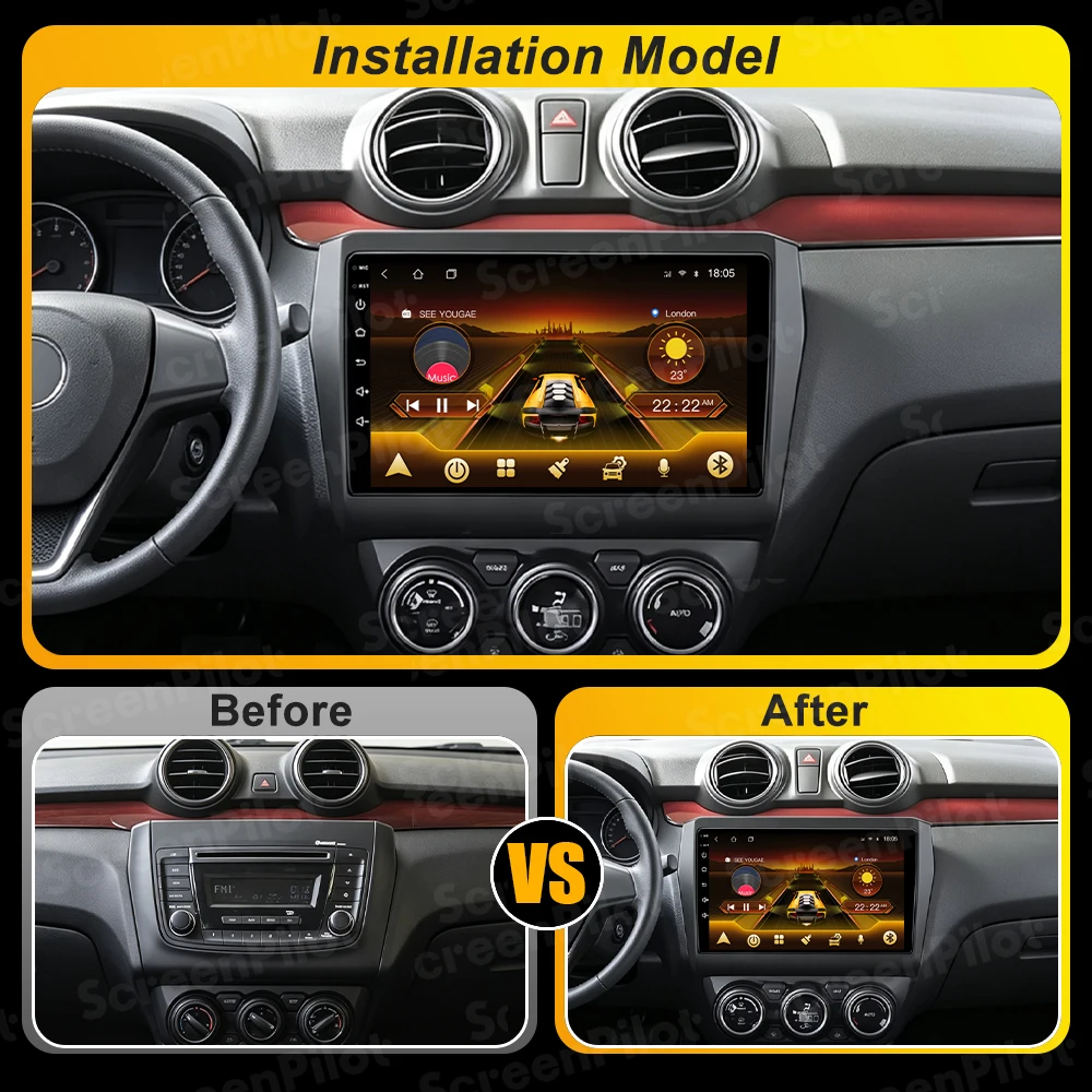 Android 16 For Suzuki Swift 2017-2021 Car Radio Stereo Head Unit Multimedia Video Player GPS Navigation 2K QLED 9 Inch 8 Core 5G