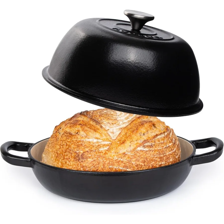 

Эмалированный чугунный голландский горшок для выпечки хлеба на закваске Идеально подходит для домашних пекарей Прочный черный чугунный горшок для хлеба с крышкой