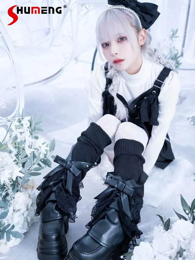 

Original Japanese Mine Series Mass-produced Lolita Knitted Leg Cover Girl Female Subculture Cute Lace Bow Sweet Cool Leg Warmers