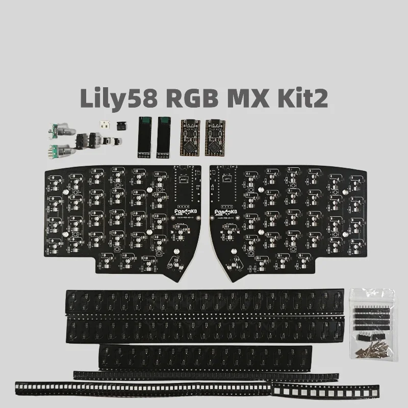 Lily58 Split Keyboard Material Custom DIY Rgb Mx Pcb Split Keyboard Kit Accessories 58Keys Optional 2 Knobs for Gamers Design