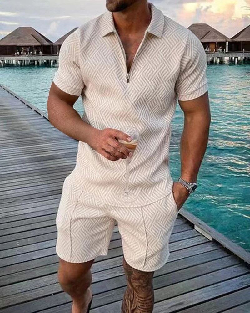 

Men's Fashion Fitness Sports Trend T-shirt New style Summer Short Sleeve Shorts two-piece Casual Trend Print Slim Fit Men's suit