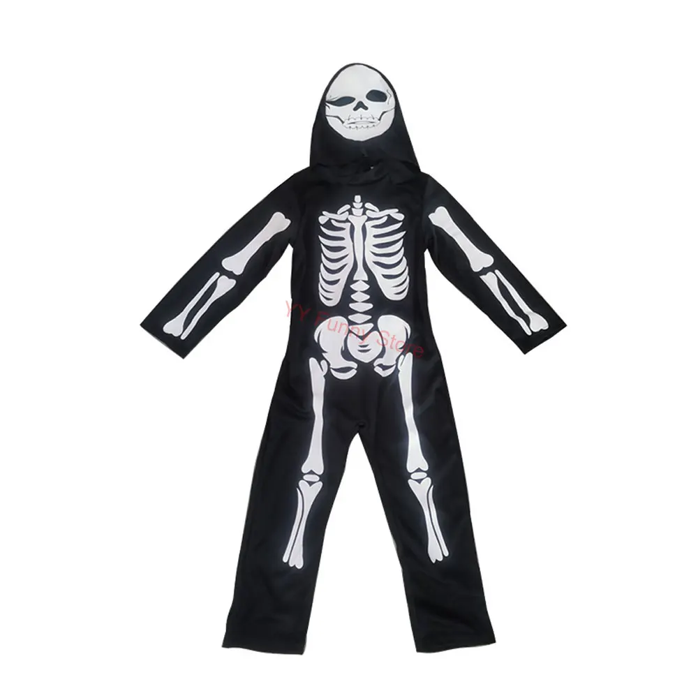 Macacão Esqueleto de Halloween para Meninos e Meninas, Bodysuit Cosplay, Fantasmas, Fingir Role Play, Vestir-se