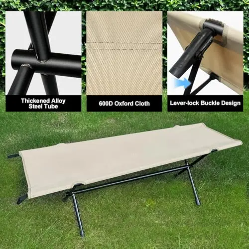 

Heavy-Duty Folding Camping Cot With 600D Oxford Fabric And Thickened Alloy Steel Frame For Outdoor Picnic Sports