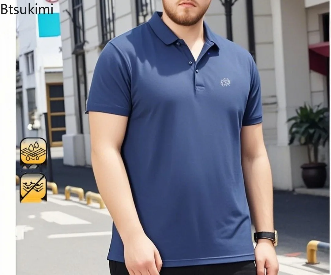 Large Size 7XL Men's Clothing Summer Fashion All-match Business Casual Short Sleeve Polo Shirts Cotton Breathable Golf Wear Male