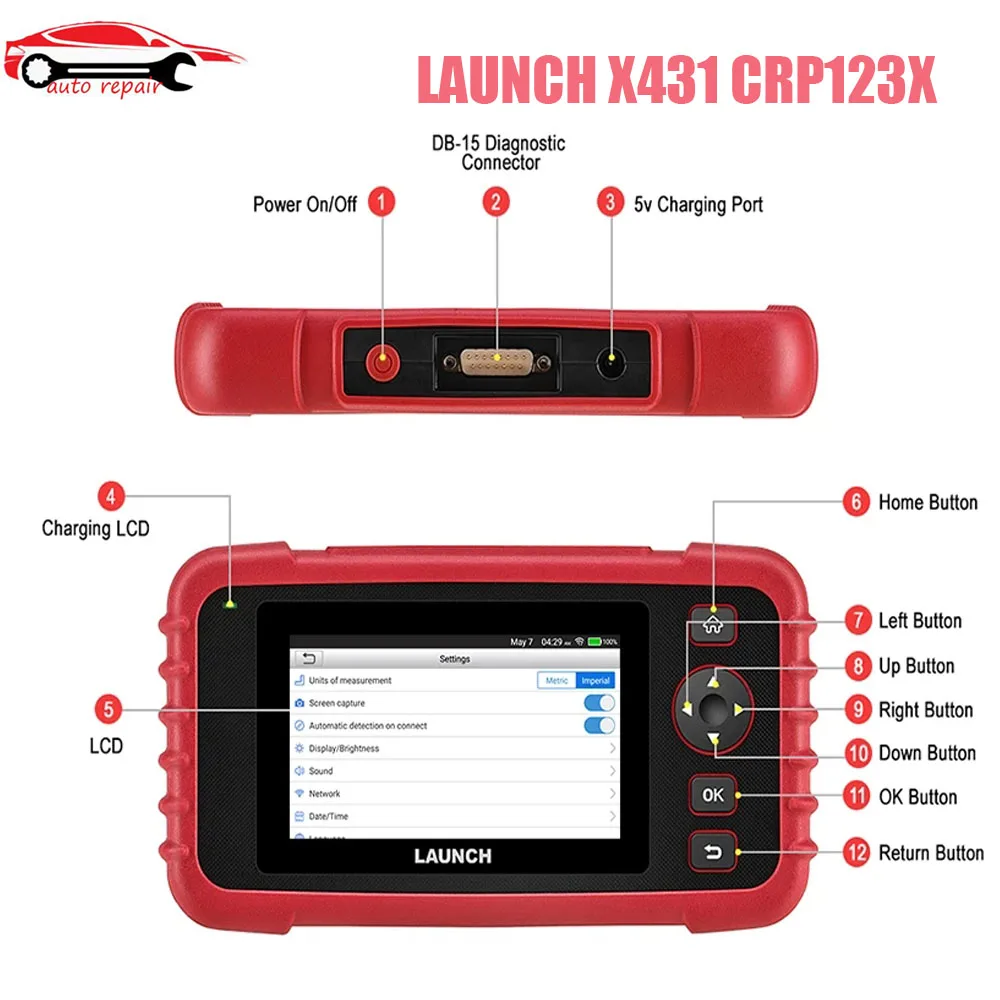 

LAUNCH CRP123X OBD2 Code Reader for Engine Transmission ABS SRS Diagnostics with AutoVIN Service Free Update Automotive Tools