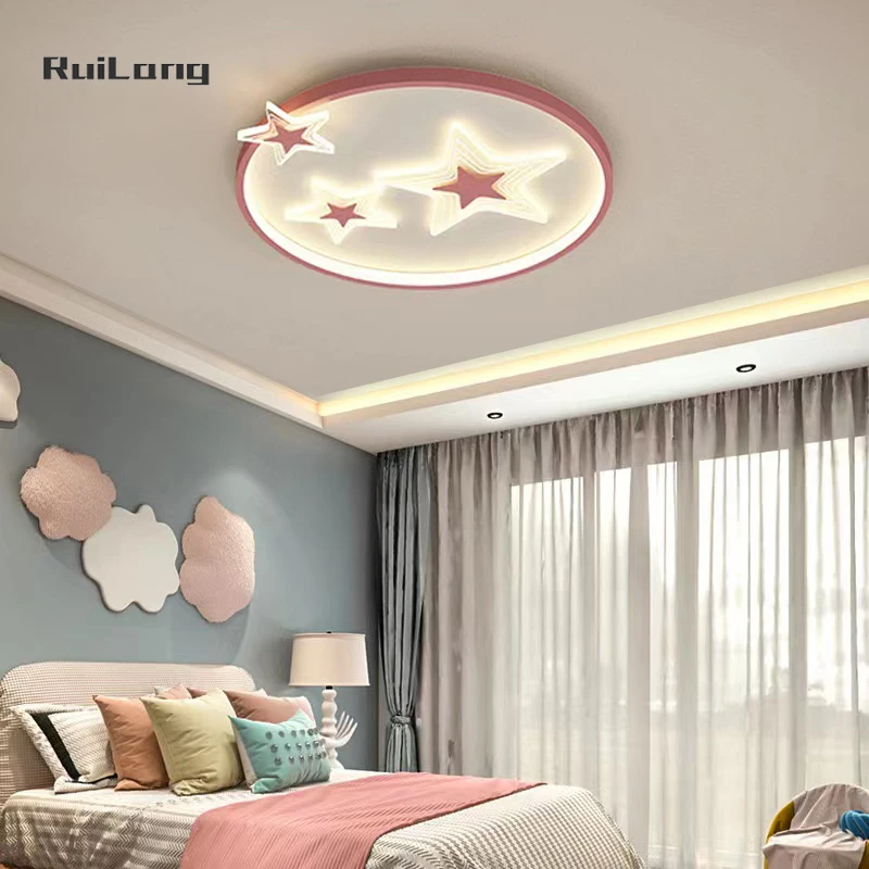 Estrelas LED Luzes de Teto para Decoração do Quarto Infantil, Lâmpada do Teto do Quarto, Regulável Dos Desenhos Animados, Lustre, Iluminação do Quarto Infantil