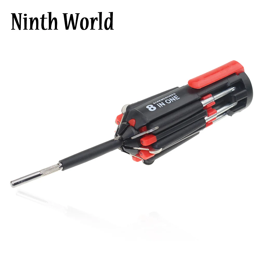 8 In 1 Slotted Phillips Screwdriver Precision With LED Light Folding Screwdriver Bits Multitool Household Repair Tool