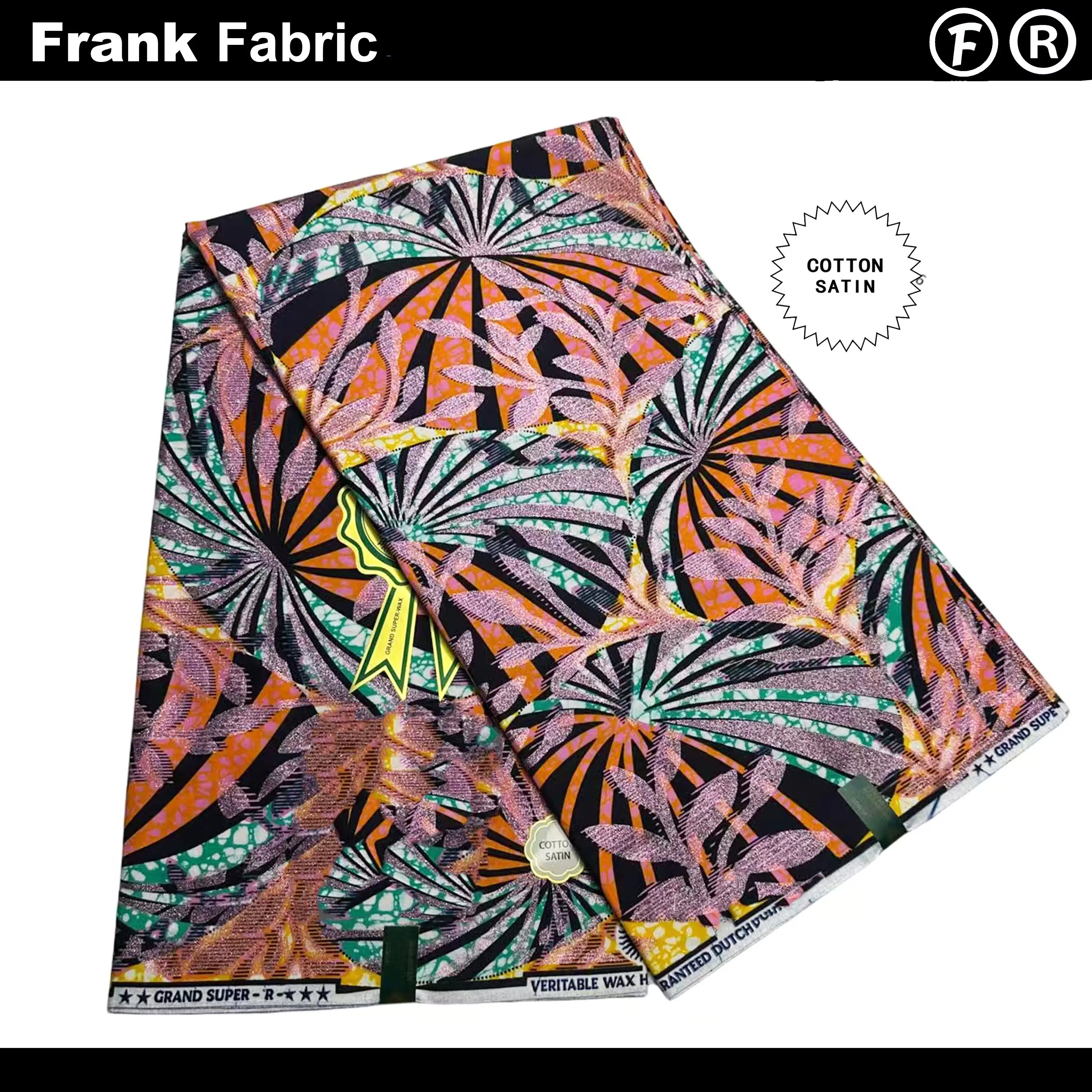 

100 Authentic Grand Super African Glitter Wax Prints Fabric 6 Yards Certified Dutch Ankara Dye Fabrics For Sewing VLSG0825.010