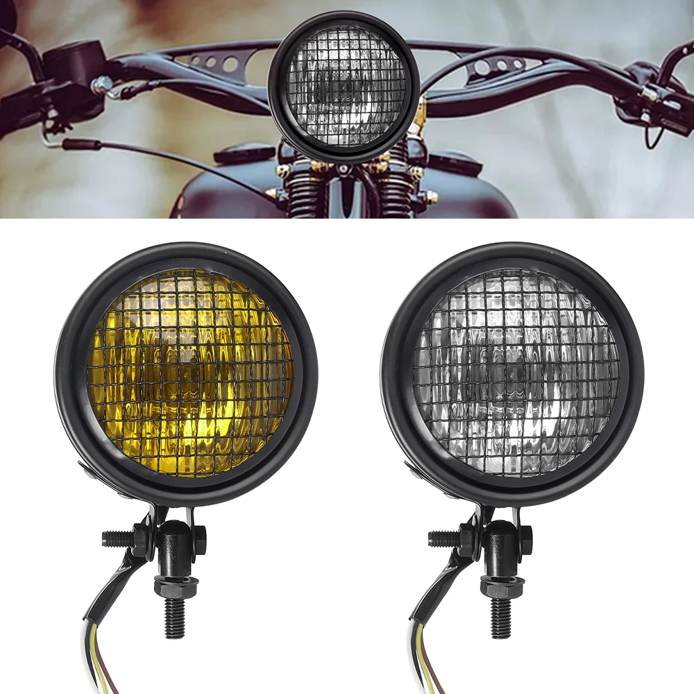 Motorcycle Retro Headlight Halogen Front Head Light Lamp Bracket For Universal Honda CG125