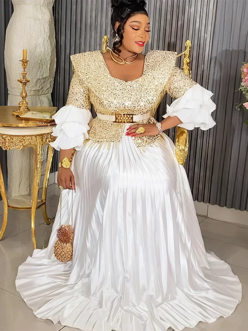 plus size african dresses formal gown Party Long for Women 2025 New Dashiki Ankara Sequin Evening Gowns Turkey Outfits Robe Africa Clothing Season:Aw25