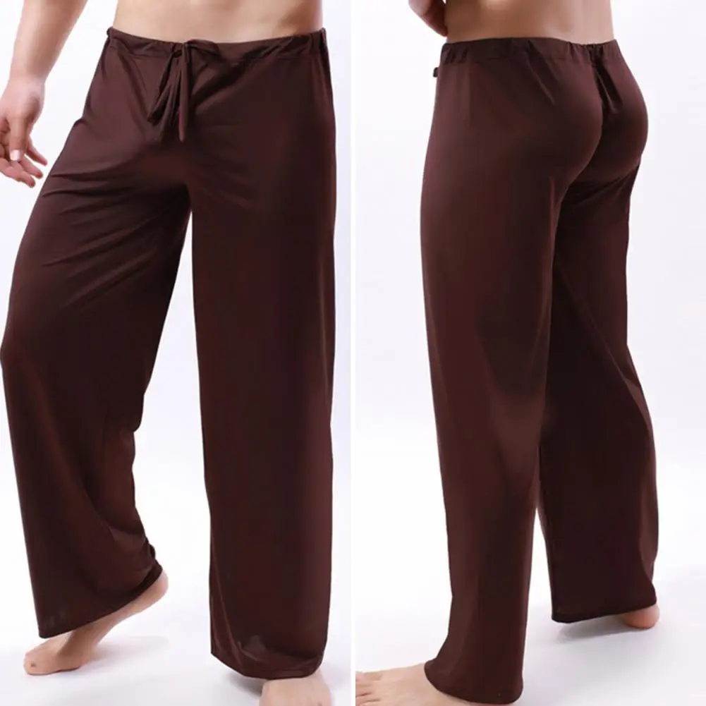 Sleep indumenti da notte da uomo morbidi attraverso pantaloni pantaloni Sheer Sleepwear Silk pigiama Bottoms Male Home Ice