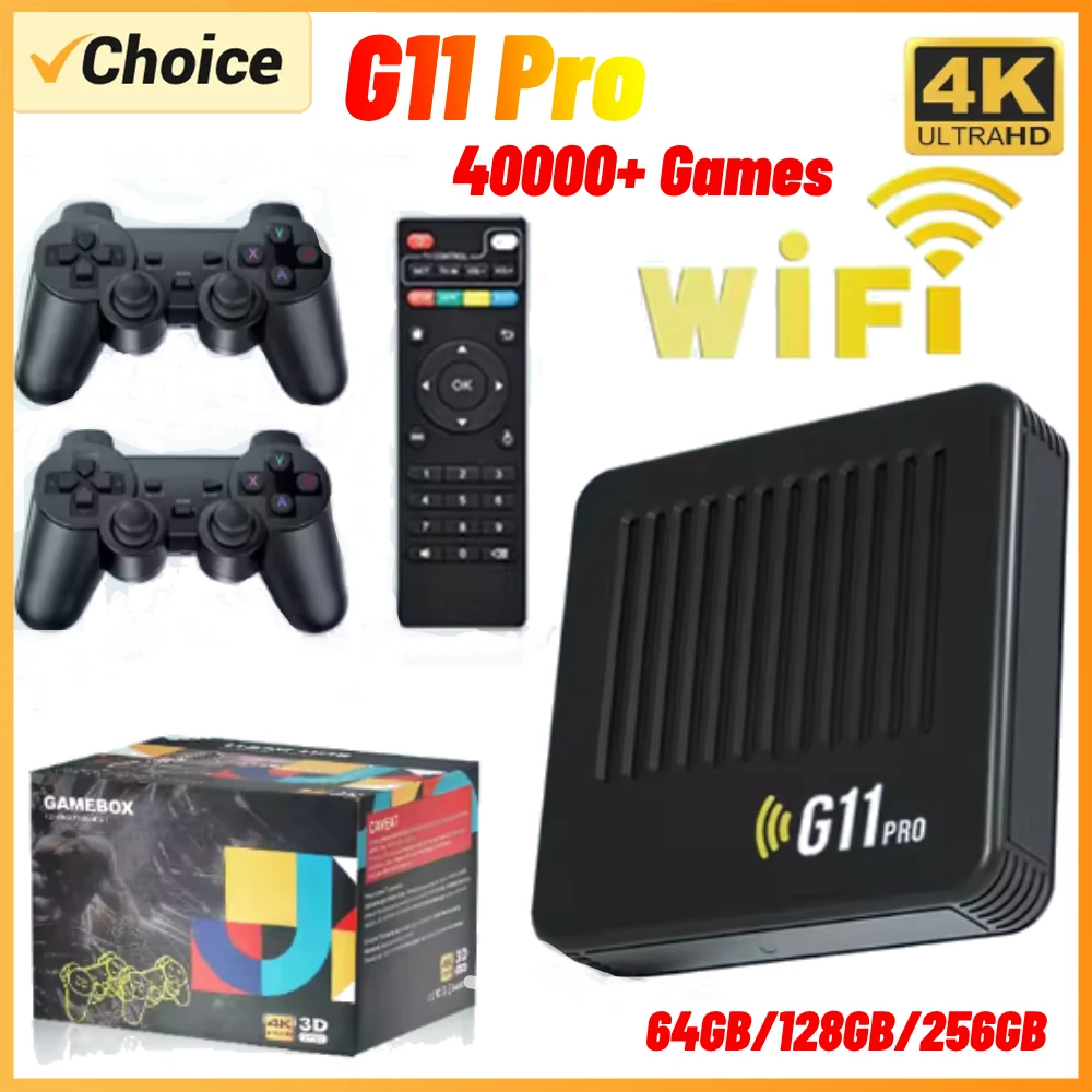 G11 Pro Game Box 4K HD TV Game Stick Video Game Console 128G Built in 40000 Retro Games Portable Game Player Wireless Gamepad