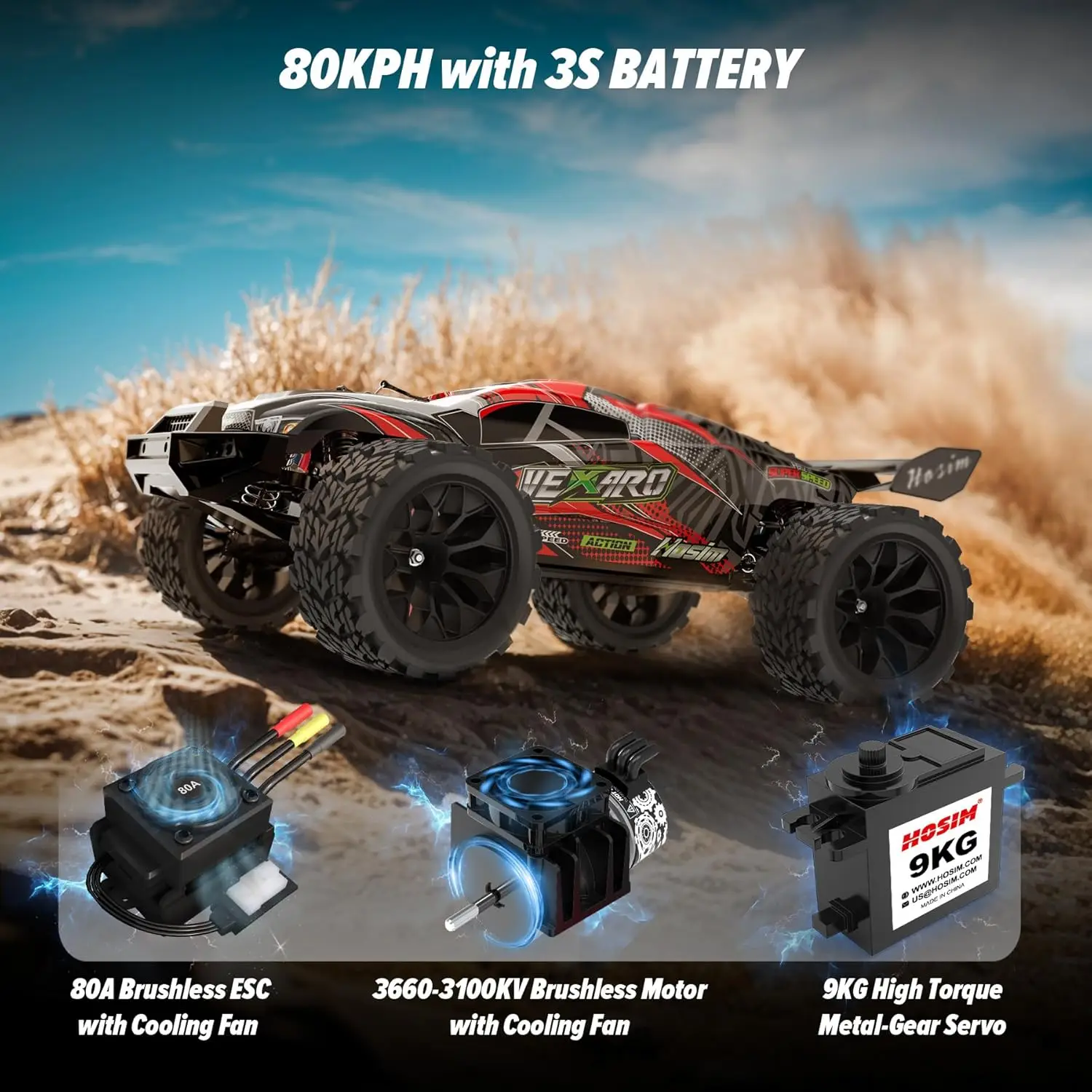 Mini 1:8 Brushless RC Cars for Adults, VEXARO MAX 50MPH High Speed Rc Trucks Fast, 4X4 Remote Control Car All Terrain RC Truggy