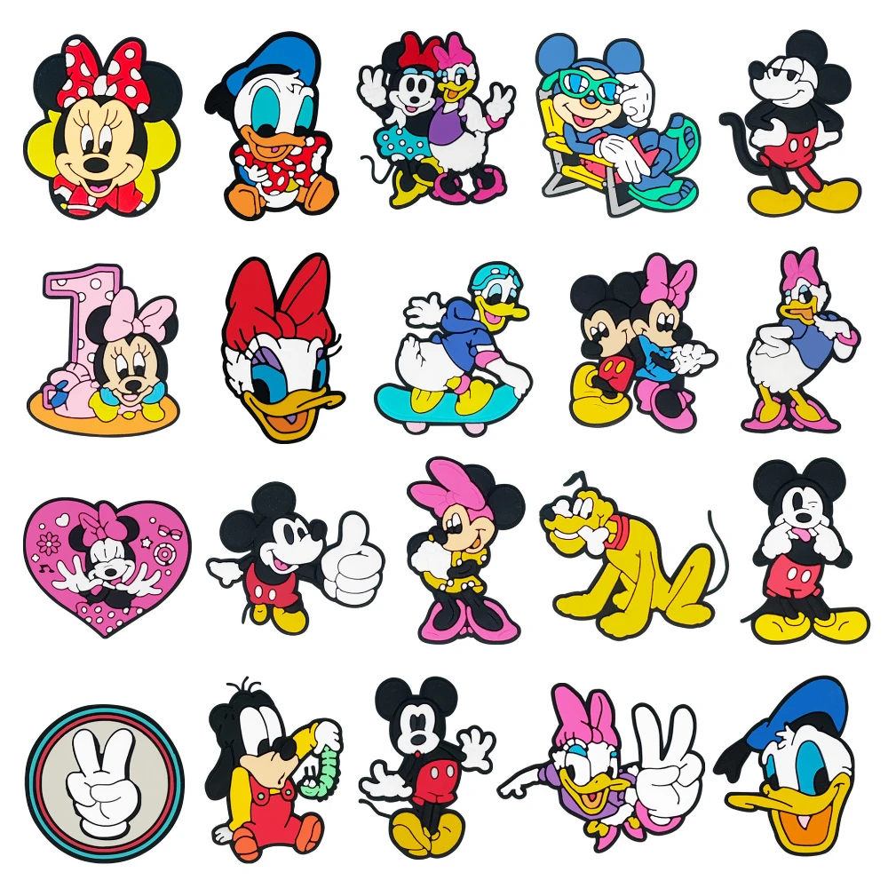 

20pcs Disney Mickey Minnie Shoes Charms Accessories Fit Clog Backapck Wristbands Shoe Decorate Buckle Christmas Parties Kids Gif