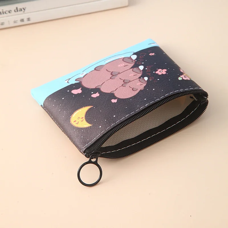 2025 Capybara Cartoon Coin Purses Canvas Coin Wallet Lady Girls Earphone Coin Key Money Storage Bag Zipper Pouch Pencil Case