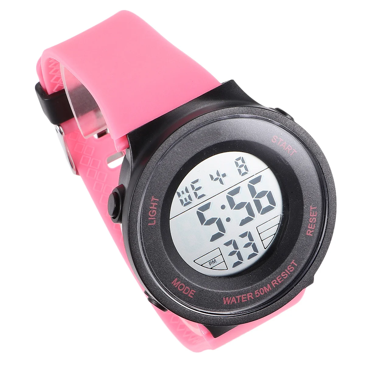 1Pcs 's Luminous Electronic Watch Multifunction Stopwatch Alarm Week Display Durable Pink Wristwatch Electronic Watch