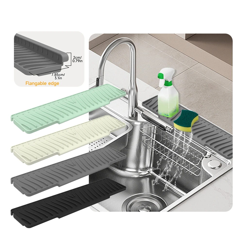 Aesthetic 17 7inch Silicone Sink Protector Features a Slope Design that Promotes Quick Water Disposal in the Kitchen