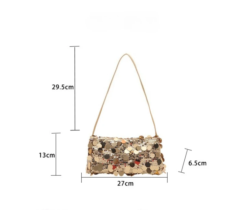 Neue Pailletten-Abendtasche, Schultertasche für Damen, leicht, tragbar, Damen-Umhängetasche mit Riemen, einfarbig, modische Handtasche für Frauen. – Detail 1