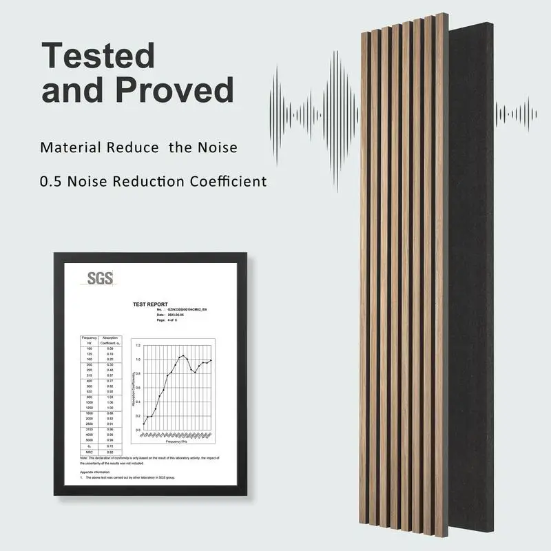 ألواح حائط خشبية 2 عبوة 94.5 بوصة × 12.6 بوصة ألواح مسطحة عازلة للصوت للديكور الداخلي بلمسة نهائية من خشب الجوز