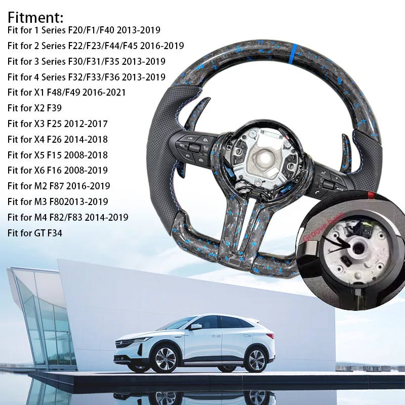 Aangepaste blauw gesmeed koolstofvezel stuurwiel modificatie geschikt voor BMW F30 F10 F31 F20 E90 F01 F90 F25 F22 F36 F33 F32