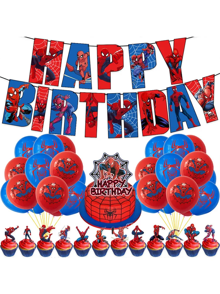 Ballons de fête de dessin animé, ballon rouge, thème super-héros pour enfants, décorations de fête d'anniversaire, baby shower, ballons en papier, drapeau de gâteau