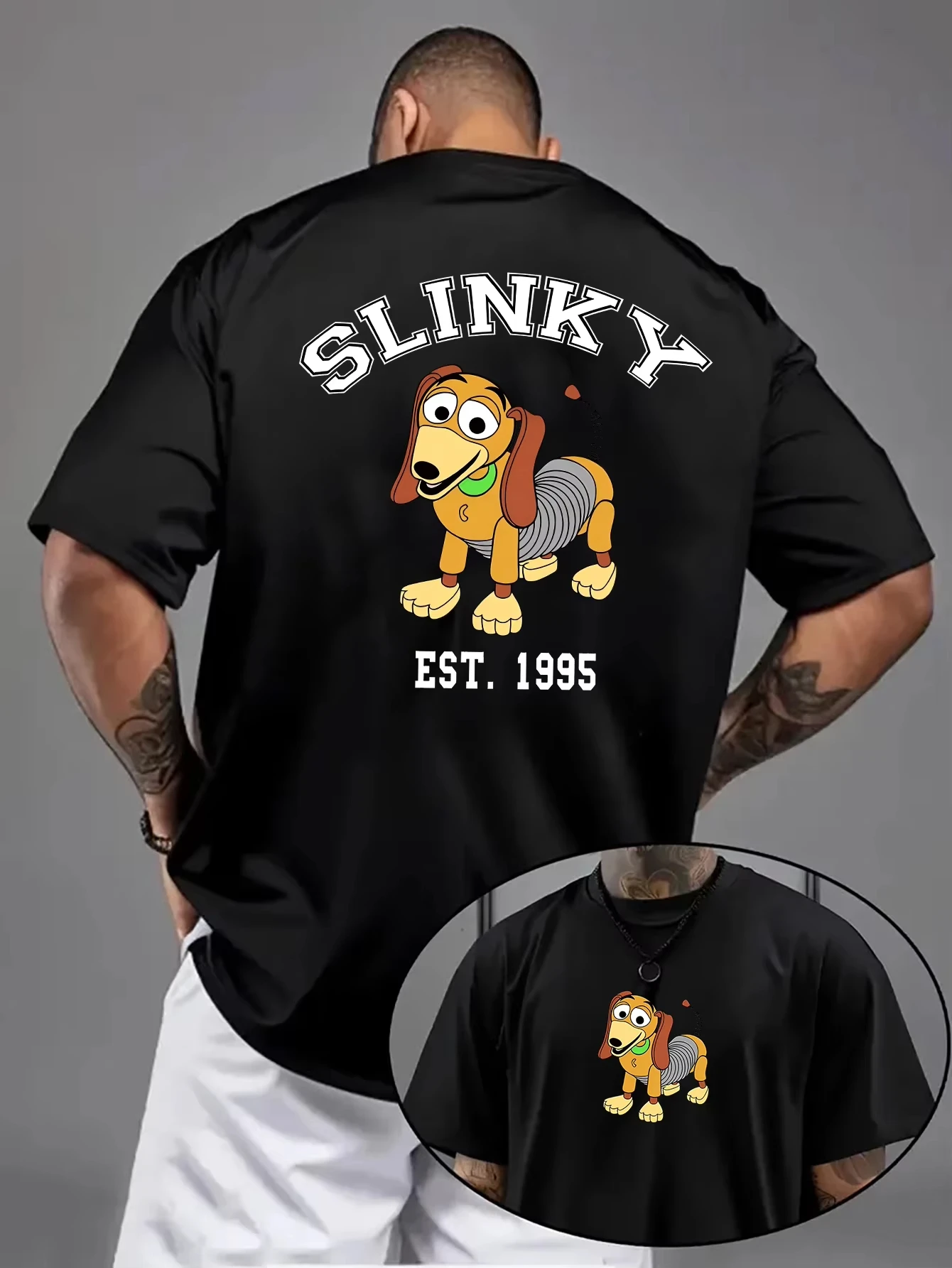 

Мужская футболка Disney Slinky Dog, футболка с героями мультфильмов, супергероев, унисекс, женская летняя хлопковая футболка оверсайз, подарок, повседневные топы