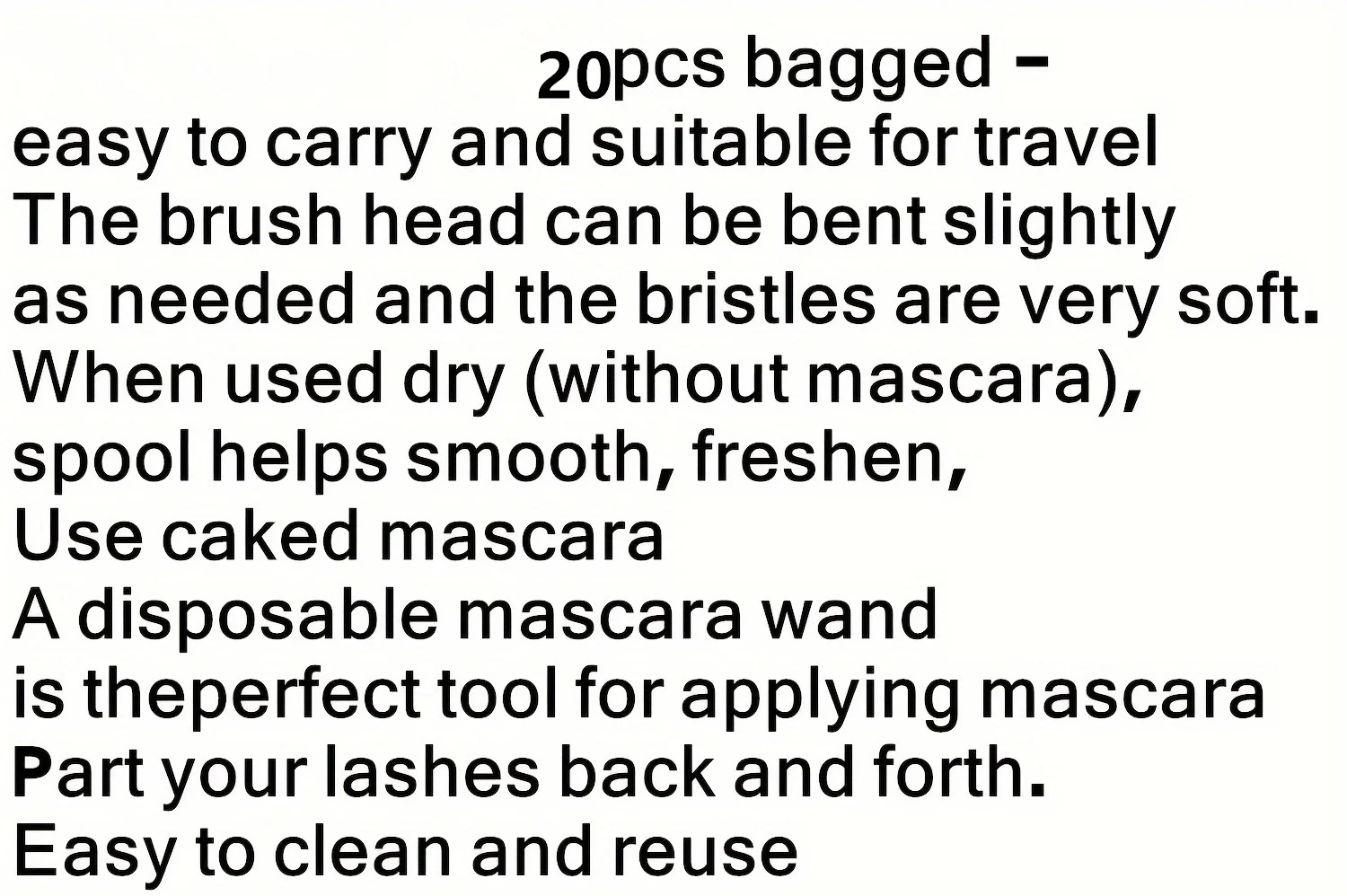 20-teiliges Wimpern- und Augenbrauenbürsten-Set – Nicht wasserdicht, ammoniakfreie Formel, einfaches Auftragen von Mascara und Wimpernverlängerungen, tragbar – Detail 1