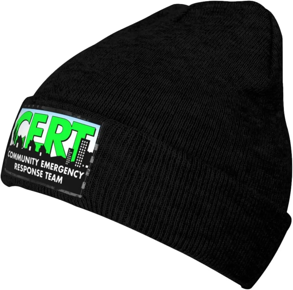 Cert Community Emergency Response Team Beanie Hats Warm Chunky Cable Knit Hat Slouchy Skull Cap for Women Men Black