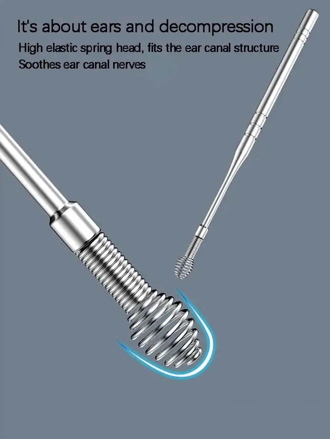 1 Set of 6-Piece Household Portable Stainless Steel Ear Picks, 6-Piece Set of Ear Picks, Rotating Spring Ear Picks, Ear Cleaning Tool Set