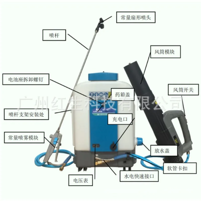 ULV-15A موزع كهربائي ثابت/منخفض للغاية ثنائي الغرض بخاخ حقيبة الحديقة 15 لترًا
