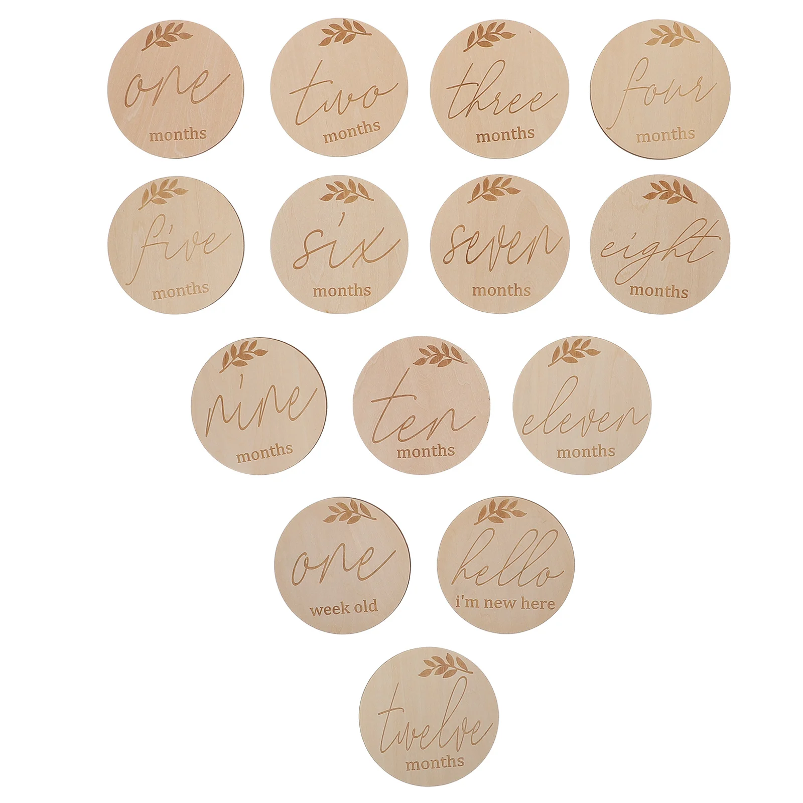

14Pcs Wooden Baby Milestone Monthly Cards Natural Photo Props Newborn Baby Shower Gift Decoration Wooden Monthly Cards