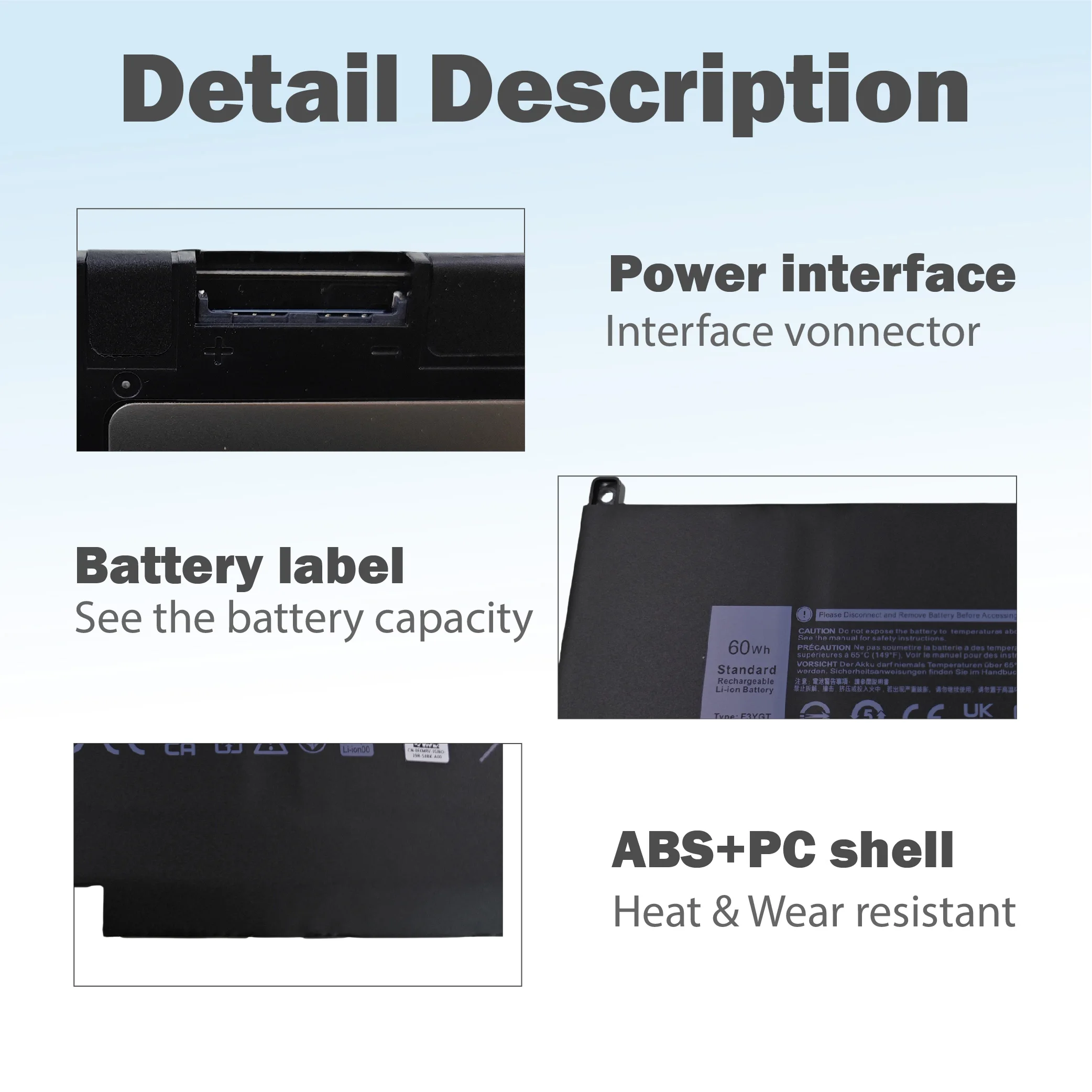 Pengganti Baterai 7800mAh 7.6V F3YGT untuk Dell Latitude 12 7000 7280 P28S P73G E7280 E7290 7380 7390 7480