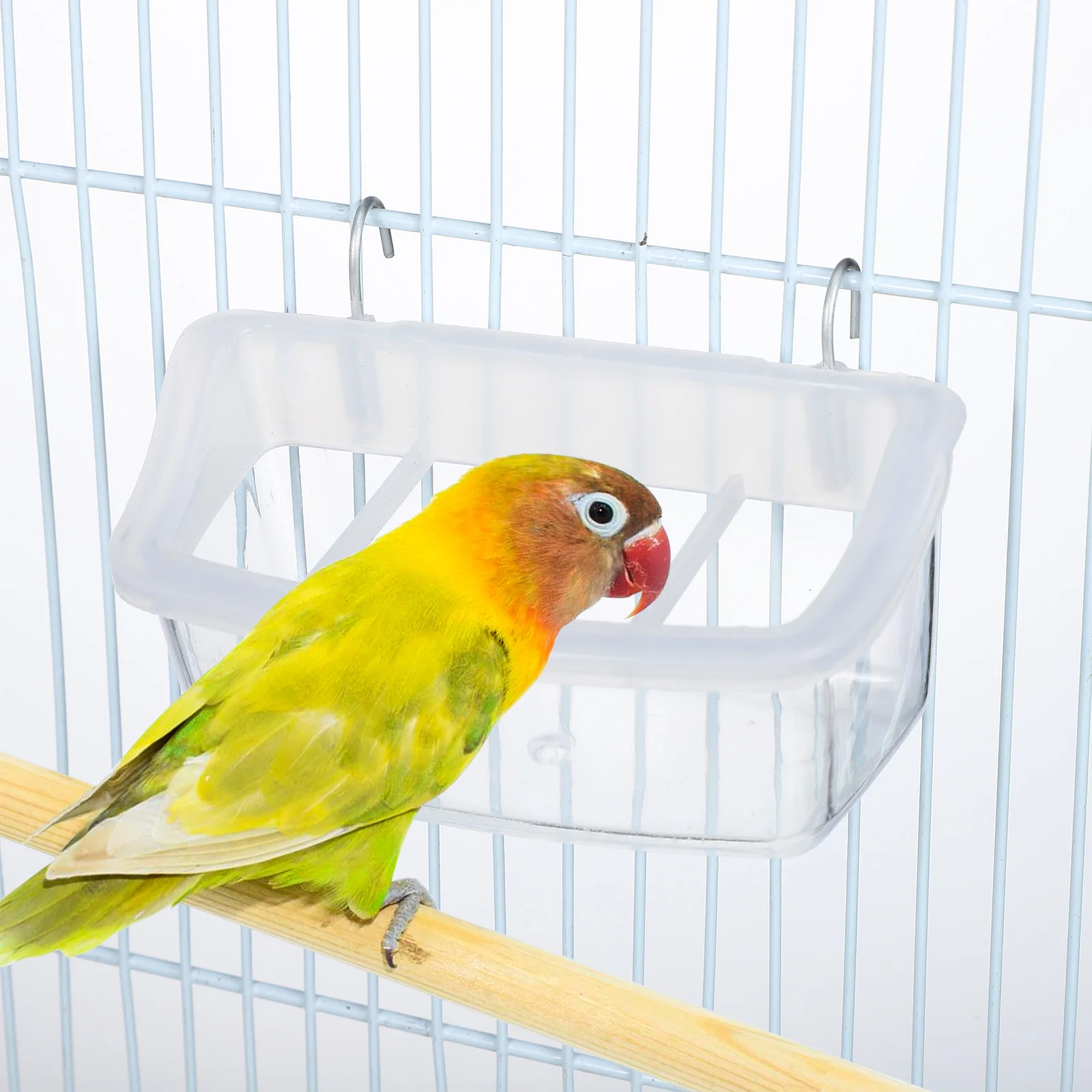 

Bird Feeder Food Container Cage Trough Bowl Dispenser Durable Reusable Easy Clean Hanging Suitable Parrots Pigeons