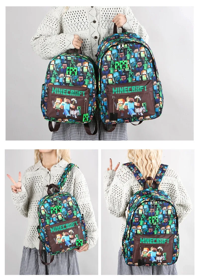 Mochila Minecraft com Estampa Graffiti, Leve, para Escola, Uso Diário, Viagem, para Homens Jovens, Uso ao Ar Livre