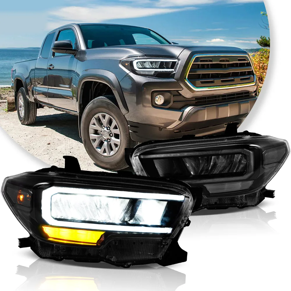 VLAND Head Lamp for Toyota Tacoma LED Headlight 2014-UP Headlights Tacoma DRL Turn Signal High Beam Angel Eye Reflective bowl