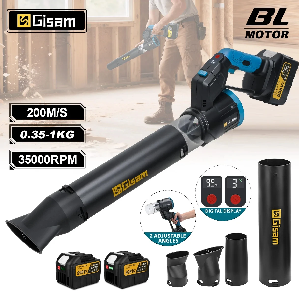 Gisha Brushless Elettrico Turbo Ventilatore Ventilatore 35000RPM Ventilatore di Aria Palmare Ventilatore di Foglie Soffiaggio di Polvere per Makita 18V Batteria Spilli