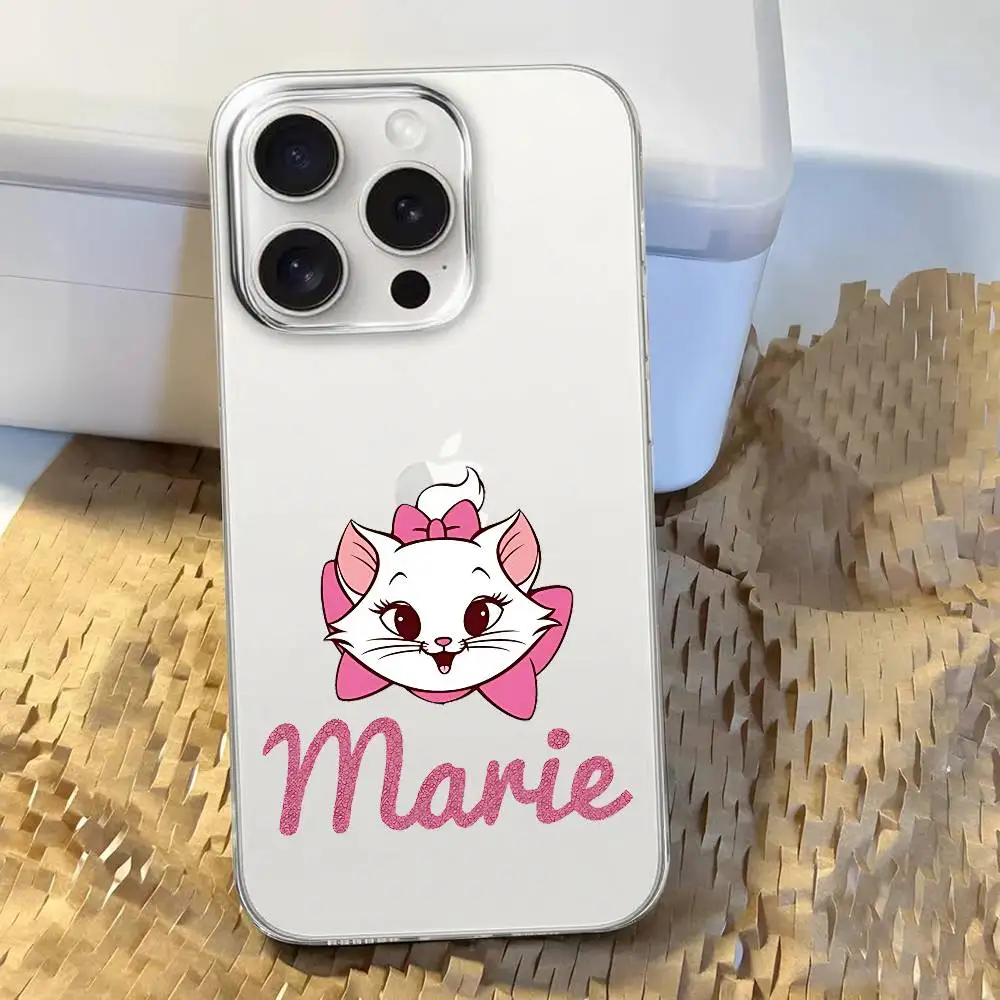 حافظة هاتف M-Marie Cat لهاتف آيفون 17/16/15/11/13/14 Pro Max Plus/X/Xr/Xs Max/12 mini - غطاء شفاف شفاف