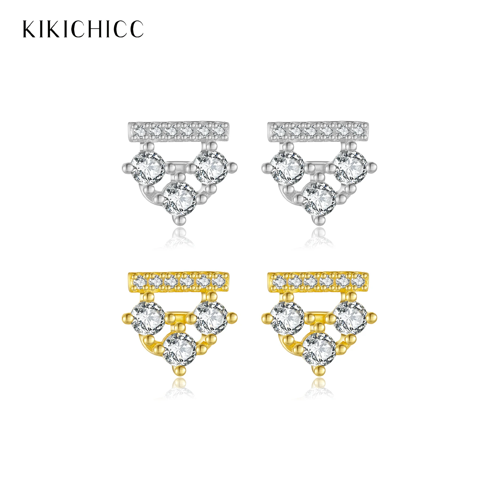KIKICHICC 925 Sterling Silver Triangolo Zircone CZ Orecchini con perno Penetranti Piccoli gioielli di lusso per feste di compleanno per donne