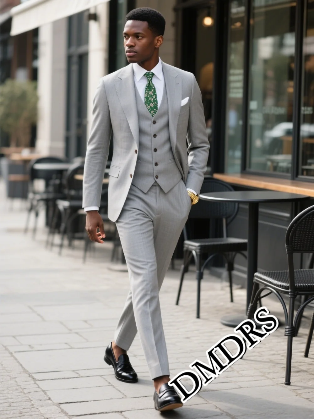 DMDRS Classic High-Quality Men's Suit Set For Wedding Business 3PCS Men's Suit Set (Jacket, Vest, Pants)
