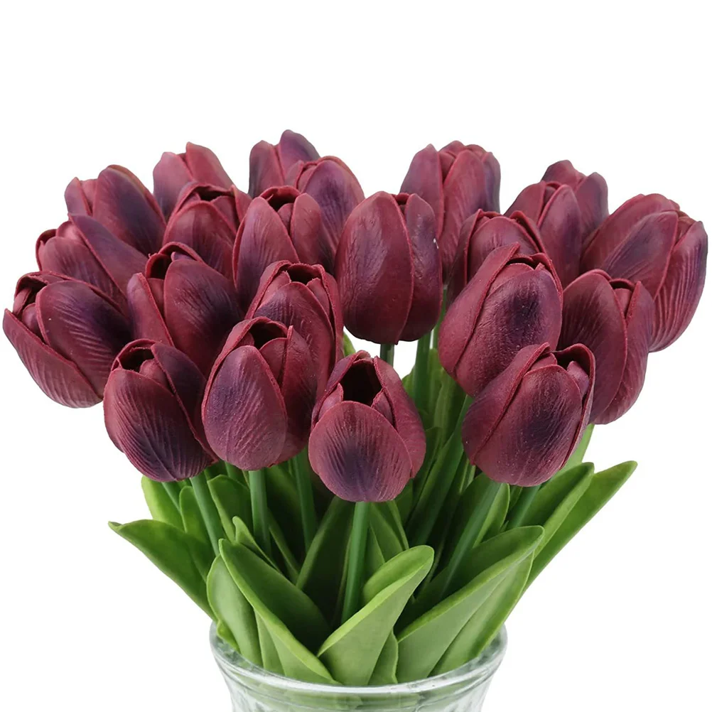 10 Pcs Wedding Tulips Decor Artificial Bouquet Vases Home Delicate Plant Adorn Emulation Pu Bedroom Bride