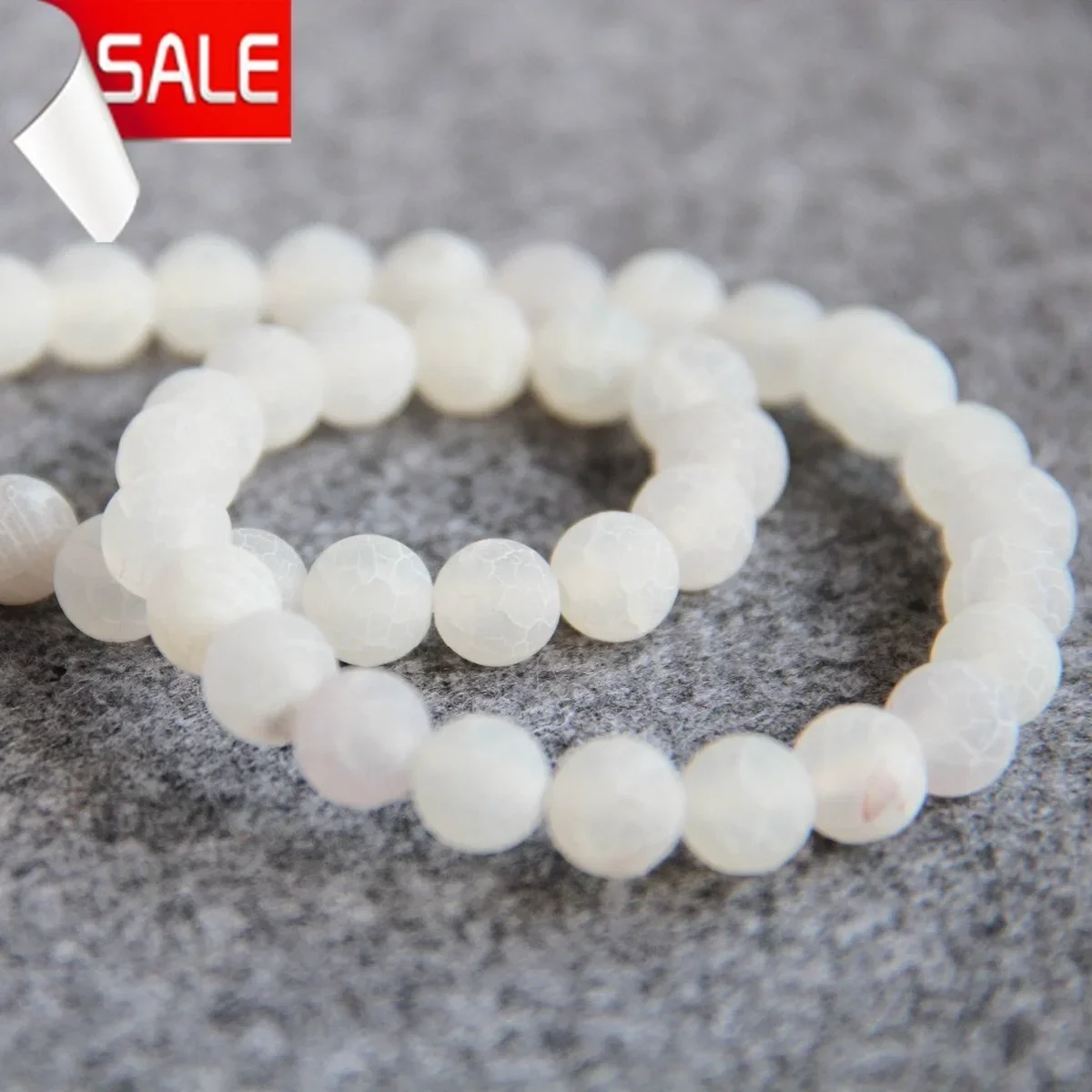 8mm Matting White Agate Frosted Onyx Loose Beads Round DIY Semi Finished Stone Ball Carnelian for Necklace Jewelry Making Gifts