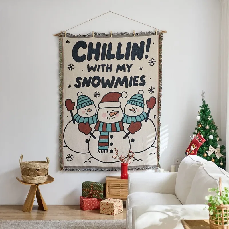 New Christmas Tapestry Sofa Cover Decorative Blanket for Homestays RVs Tents Atmospheric Rug Holiday Decorations