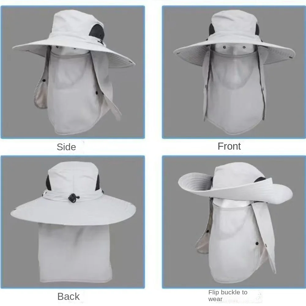 360 Degrees Protection Sun Hat Anti-UV Sunscreen and Shading Beach Cap Removable Face Mask Adjustable Sunscreen and Shading Hat