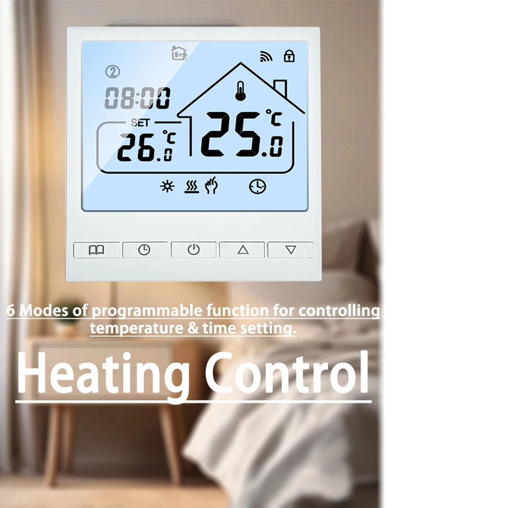 

WiFi Floor Heating Thermostat with Voice Control and Backlit Display for Convenient Home Temperature Management