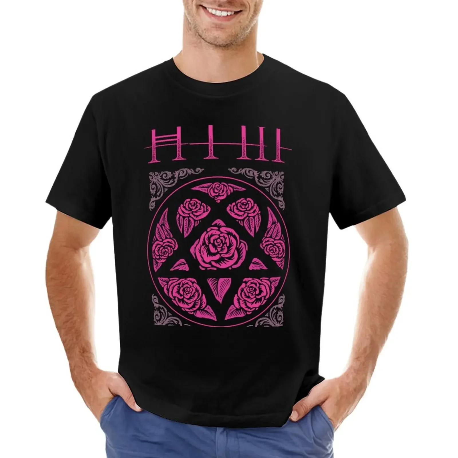 

Heartagram Him Band Tee Heartagram tee Pink Him Band Logo T-shirt shirts graphic tees hippie clothes anime mens t shirt graphic