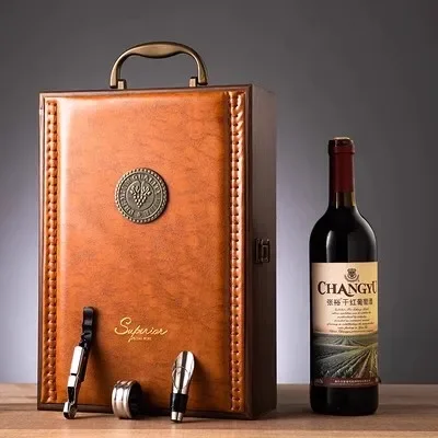 

Классическая коробка для вина из искусственной кожи, высококачественная деревянная коробка для упаковки вина, держатель для вина, рождественский держатель для вина, новогодние коммерческие подарки