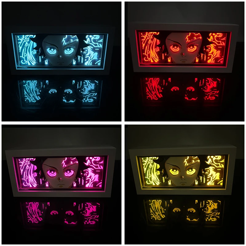デーモンスレイヤーキメツのヤイバ 3D ライトボックス Led アニメ竈門炭治郎ライト漫画カラフルなライトボックスルーム寝室夜の光