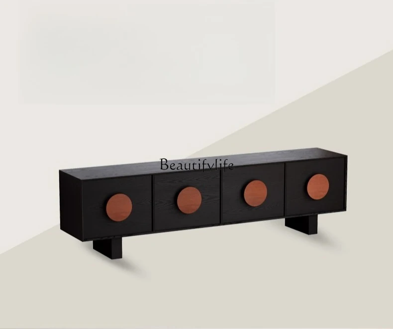 

Floor-to-ceiling household small apartment solid wood medium and ancient French light luxury high-end TV cabinet