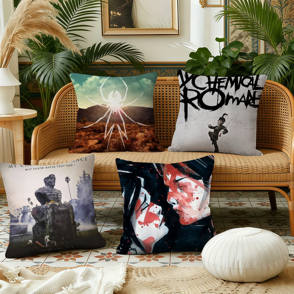Rock Band My Chemical Romance cushion cover Plush Fabric Soft Double Sided Print Sofa Cushion Cover Throw Pillow Covers